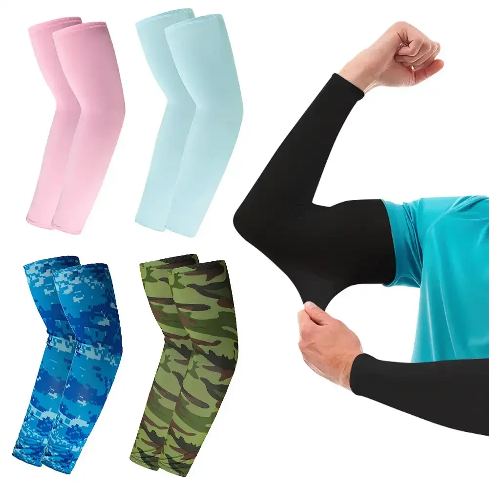 2Pcs Unisex Cooling Arm Sleeves Cover Sports Running UV Sun Protection Outdoor Men Fishing Cycling Sleeves for Hide Tattoos