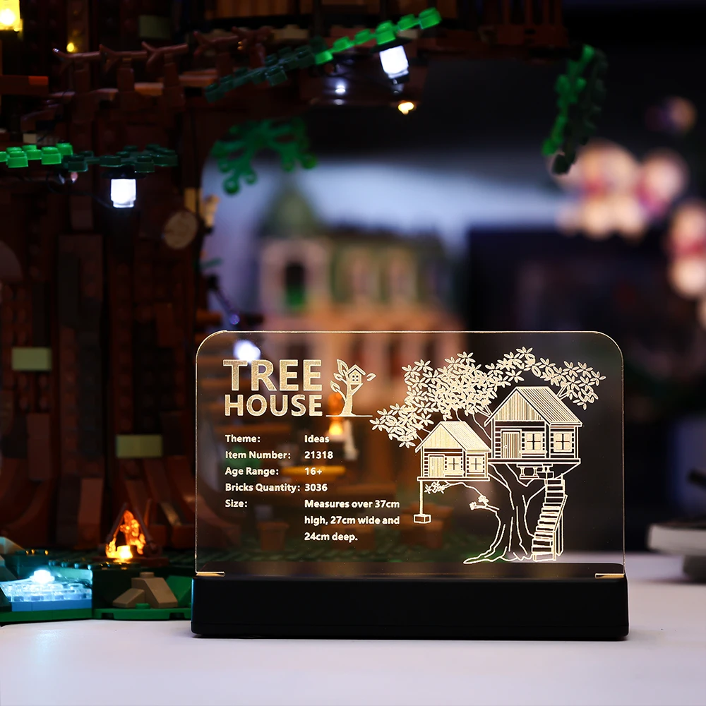 

LED Light Acrylic Display Board Sign Plate Nameplate For Treehouse 21318 Building Blocks Bricks Toys Set