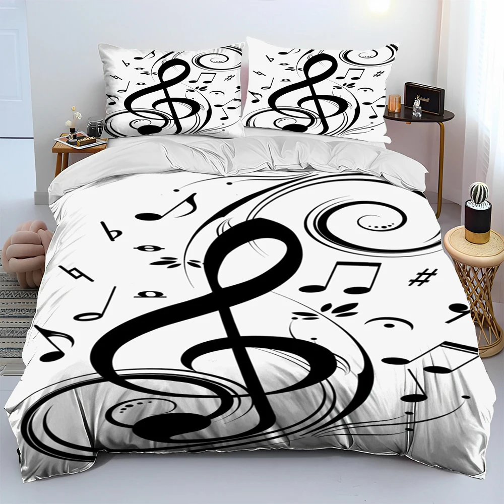 

3D Creative Music Notes Art Cartoon Comforter Bedding Set,Duvet Cover Bed Set Quilt Cover Pillowcase,King Queen Size Bedding Set