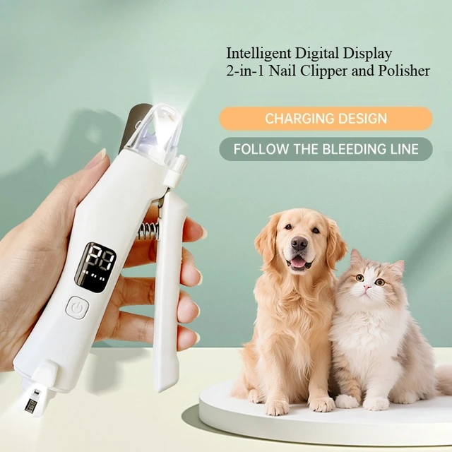 Pet Nail Clippers with LED Light & Smart Digital Display,Rechargeable 2 in 1 Dog Cat Nail Trimmer Grinder,Pet Grooming Tools 1