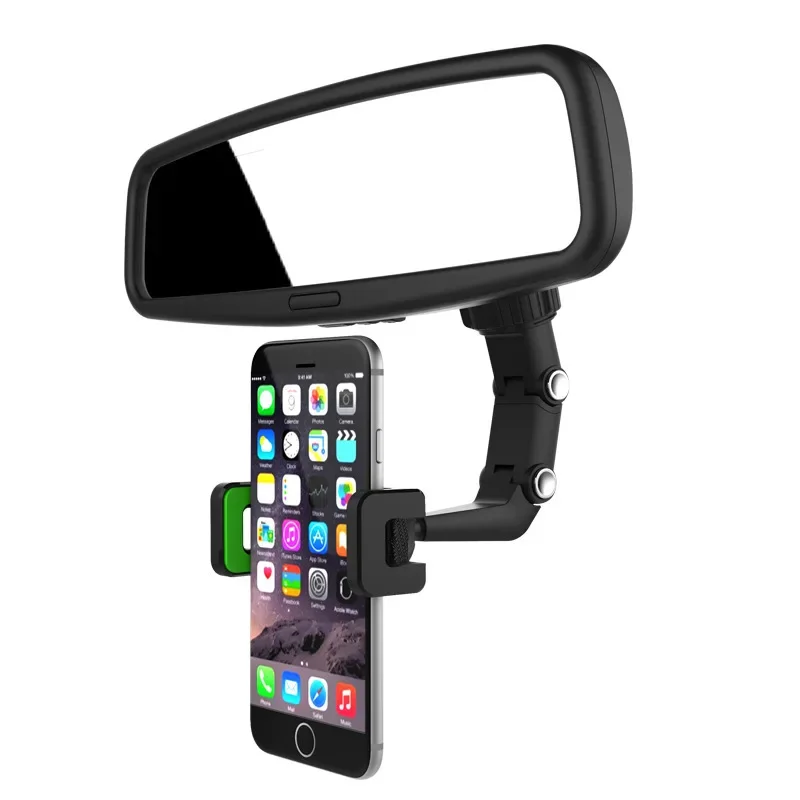 

In Car Universal Mobile Phone Holder Clip on Rearview Mirror Adjustable Stable Car Phone Bracket Multifunctional Phone Holder