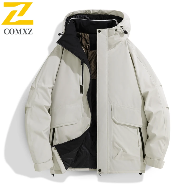 COMXZ Racing Jackets Detachable Hood Warm Waterproof Climbing Camping Men's Windbreaker Jacket Adventure Fleece Warn Outerwear