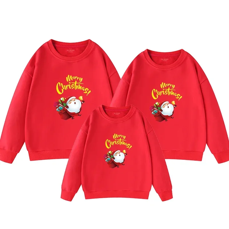 Camisetas navideñas para madre e hija, sudaderas para padre e hijo, conjuntos familiares de invierno a juego, camisas estampadas de Papá Noel, jerséis casuales