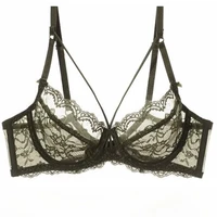 Soutien-gorge en dentelle Ultra-fin pour femmes, bouche plate latérale, à armatures, bonnets souples non rembourrés, grande taille, sous-vêtements quotidiens confortables 1
