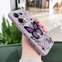 Elegant Flying Butterfly Silicone Phone Case Cover for Poco F2 Pro (Light Purple)