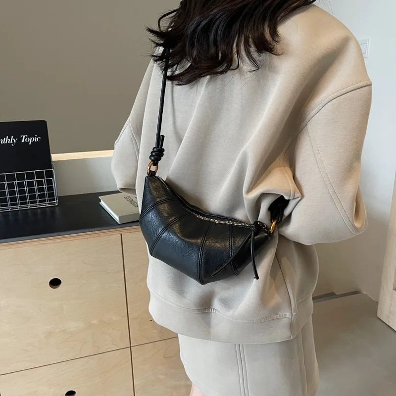 Hot Sale Solid Color Zipper Shoulder Bags Sewing Thread 2025 New Hot Sale Bags for Women Simple Fashion Women's Crossbody Bag 3