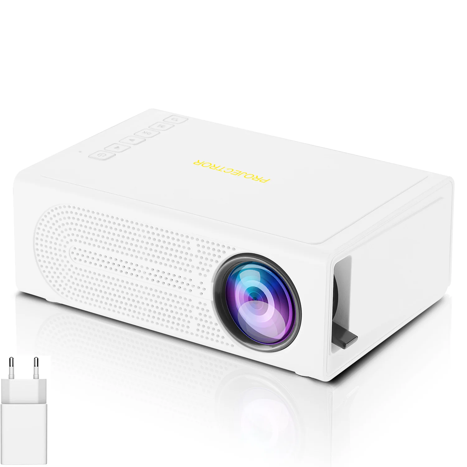 Portable Mini projector HD Cable Screen Mirroring HDMI/USB/Audio Connectors Compact & Lightweight High Brightness Home Theater