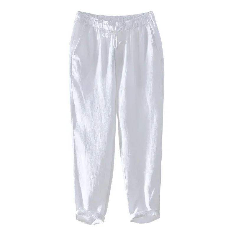 

Японские прямые повседневные брюки для мужчин с эластичным поясом, свободные и дышащие, универсальные Молодежные тонкие брюки большого размера