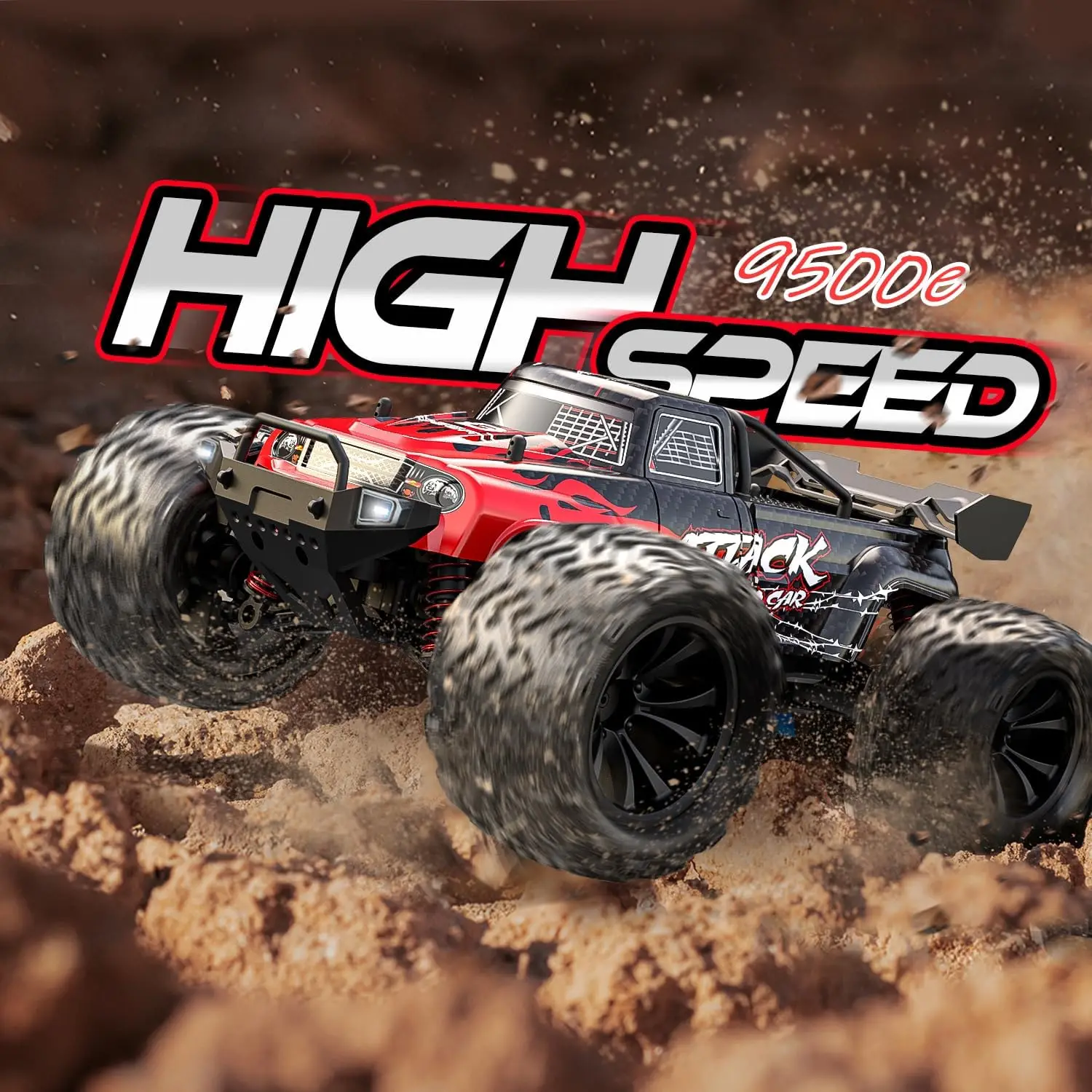DEERC 9500E 1:16 RC Car: 4x4, 40 KPH, 2.4Ghz, 2 Batteries, Off-Road Monster Truck, Kids/Adults. 4