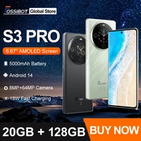 FOSSiBOT S3 PRO Smartphone 20GB +128GB 6.67" AMOLED Display Android 14  Mobile 8+64MP Camera NFC Cell Phone 1
