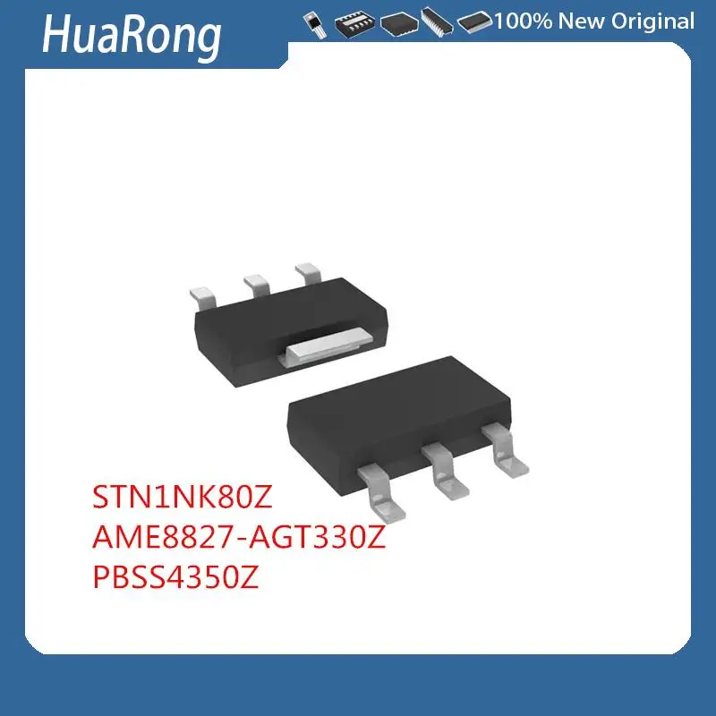 

10Pcs/Lot MOS STN1NK80Z N1NK80Z AME8827-AGT330Z SOT-223 800V 0.25A N PBSS4350Z