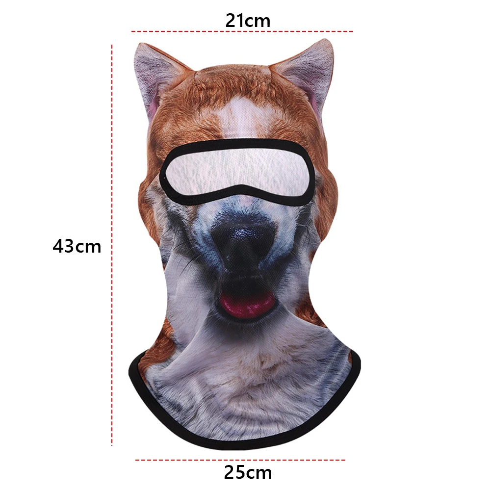 3D Cat Dog Cute Animal Print Balaclava Motorcycle Motocross Biker Head Cover Ski Snowboard Mask Helmet Hood Cap Cycling Headgear