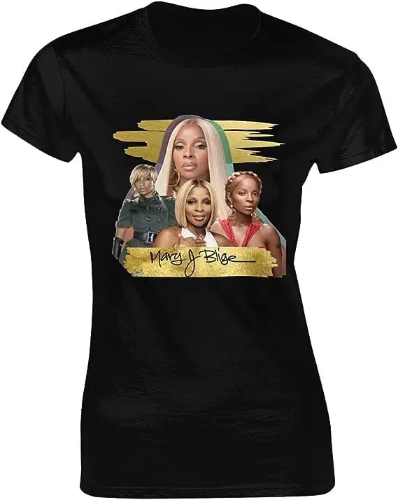 

Mary Music J. Женская модная хлопковая Футболка Blige на заказ, Повседневная быстросохнущая футболка черного цвета