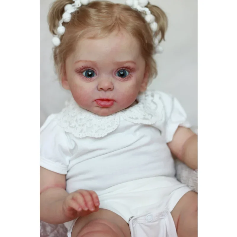 55CM Reborn Girl Baby Doll 3D Marble Texture Skin Visible Veins Soft Silicone Cloth Body Kid Dress Up Play House Toy Gift