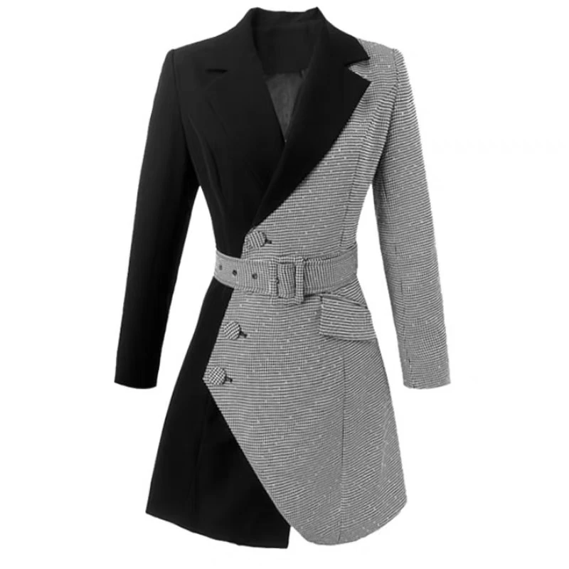 

Light Luxury Fashion Women's Suit Long Sleeve Dress Suit Dress Contrast Casual Temperament Slim Dress New Style