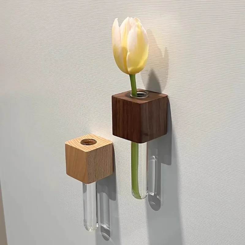 Wooden 3D Magnetic Flower Pot Fridge Magnet Home Decor