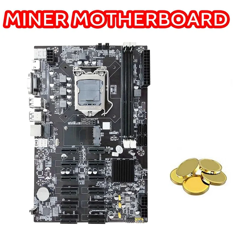 B75 12 PCIE ETH Mining Motherboard+I3 2120 CPU+SATA Cable+Switch Cable LGA1155 MSATA DDR3 B75 BTC Miner Motherboard cheap pc motherboard