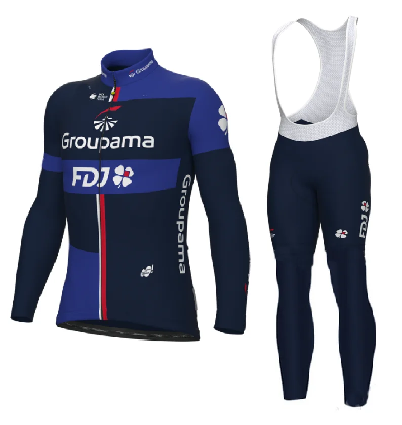 

SPRING SUMMER 2023 GROUPAMA FDJ TEAM BLUE Cycling Jersey Long Sleeve Bicycle Clothing With Bib PANTS Ropa Ciclismo