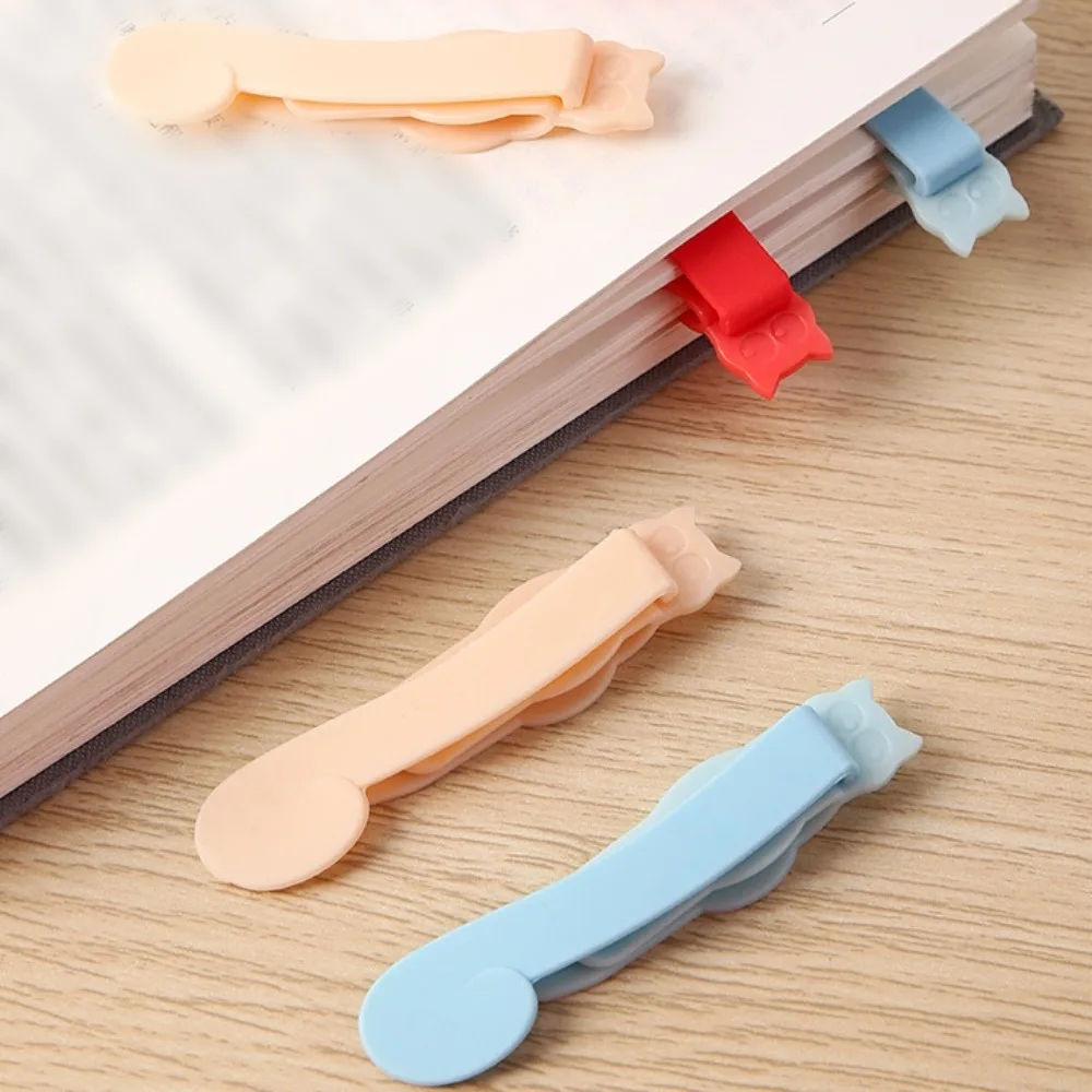1pc/3pcs Silicone Book Mark Cute Cats Automatically Follows Page Flipping Book Spare Accessories Bookmark Clip for Read Lovers