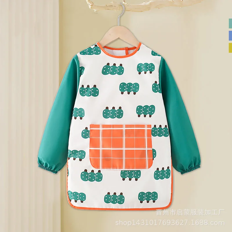 Waterproof Overall Children's Apron Baby Feeding Smock Painting Eating Coverall Anti-Mess Protective Clothing for Toddlers