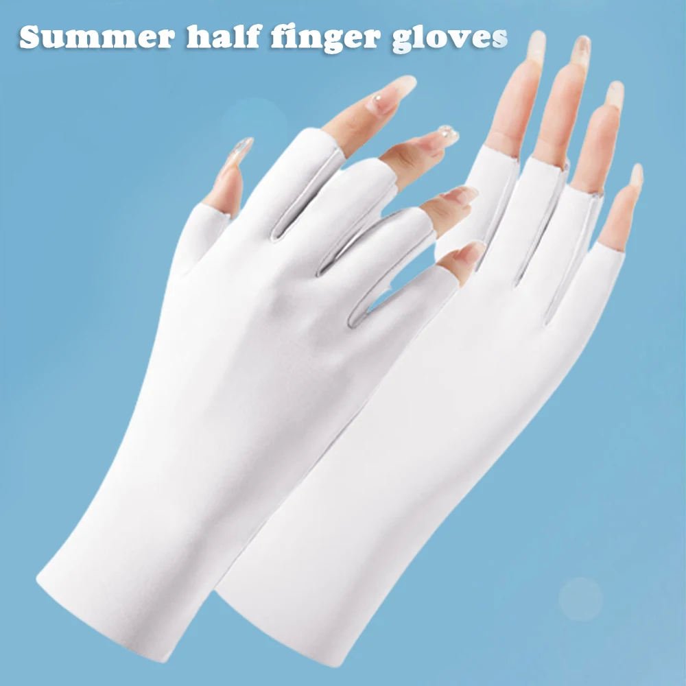 Fingerless Long Gloves Cool Summer Gloves for Gel Nail Lamp