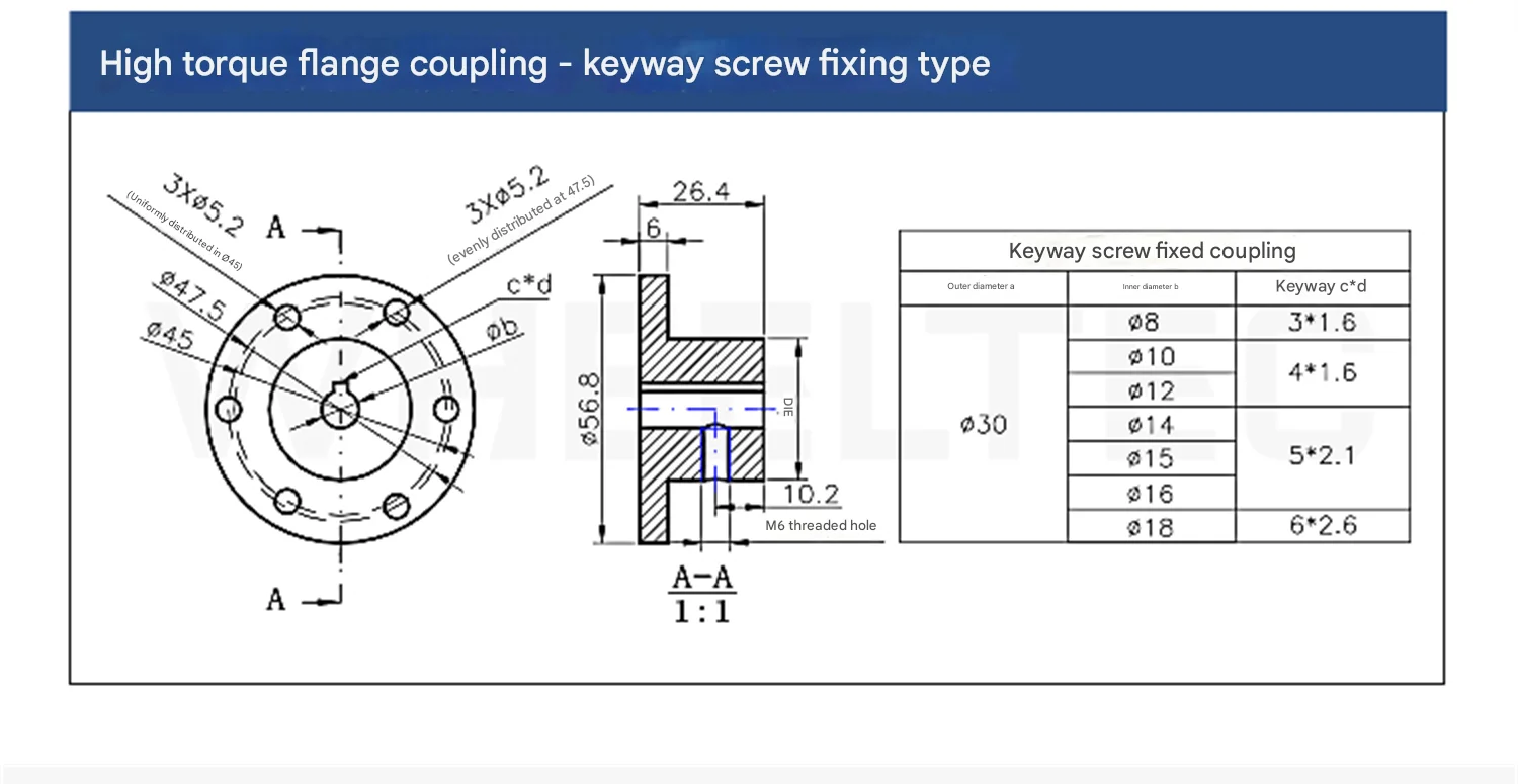 WHEELTEC High-Torque Flange Coupling, High-Precision CNC Machining