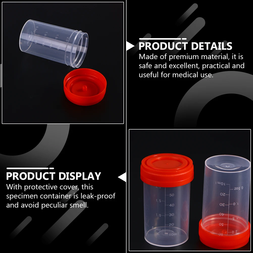Cup with Lid Cup with Scale Fluid Sample Container Urine Collection Specimen Cups Lids Specimen Bottle