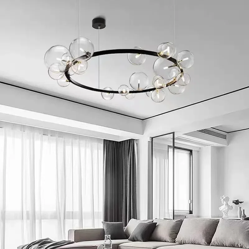 Nordic Living Room Simple Magic Bean Molecule Bubble Lamp Full Spectrum Eye Protection Bedroom Restaurant Glass Ball Chandelier led chandelier ceiling chandelier