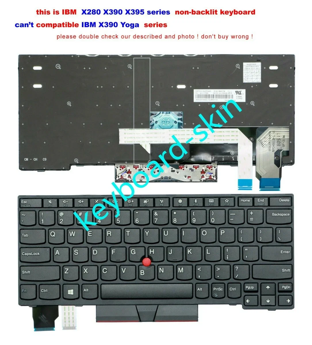 

New for IBM Thinkpad X280 X390 X395 laptop US keyboard No-backlit SN20P33430