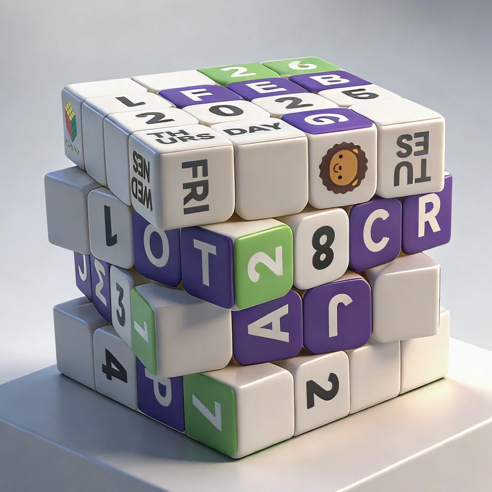 4x4 큐브, 4x4x4 타임 앤 캘린더 UV 컬러 프린트 릴랙스 퍼즐, 전문가용 스무스 스피드 큐브 퍼즐 큐브, 생일 선물