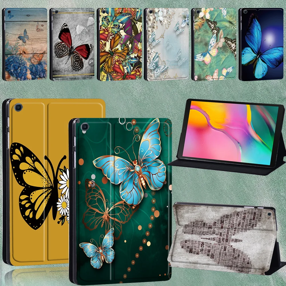 Tablet Case For Samsung Galaxy Tab S7 11/Tab S6 Lite 10.4/Tab S6 10.5/Tab S4 10.5/S5E 10.5 Anti-Drop Butterfly Print Stand Cover
