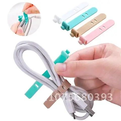 소프트 실리콘 스트랩 USB 데이터 케이블 와이어 테이프 정리함, 아이폰 안드로이드 충전 이어폰 보빈 와인더