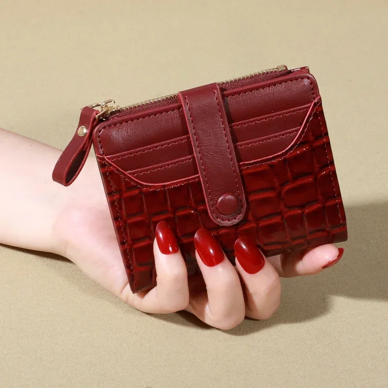 Elegant Women's Multi Card Wallet Secure Double Zip Clutch Casual PU Leather Purse with Style Storage Crocodile Card Bag