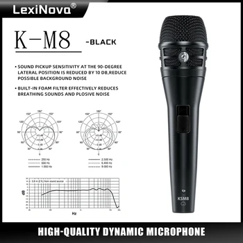 Microfono dinamico palmare in metallo K-M8 con interruttore per performance sul palco, karaoke, registrazione, canto, microfono professionale cablato