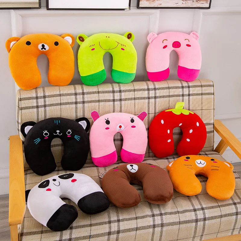 Creativo carino animale Panda gatto orso peluche cuscino a forma di U cervicale collo della colonna vertebrale viaggio portatile Home Office per i bambini adorabili