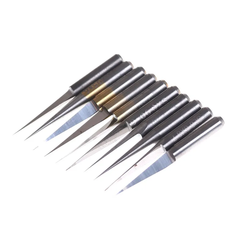 카바이드 PCB 조각 비트, CNC 라우터 도구, 10 도 0.1mm, 3.175mm, 10 개