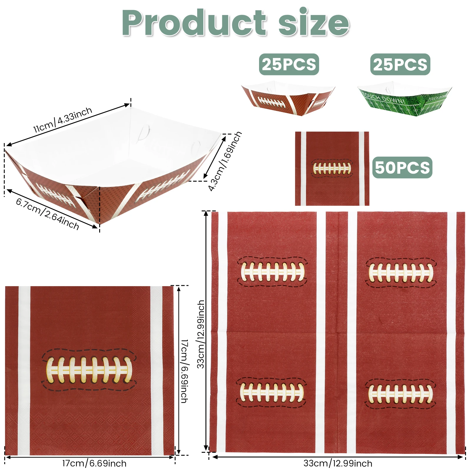 100Pcs Football Paper Napkins and Plates Portable Football Paper Plates and Napkins Easy to Use