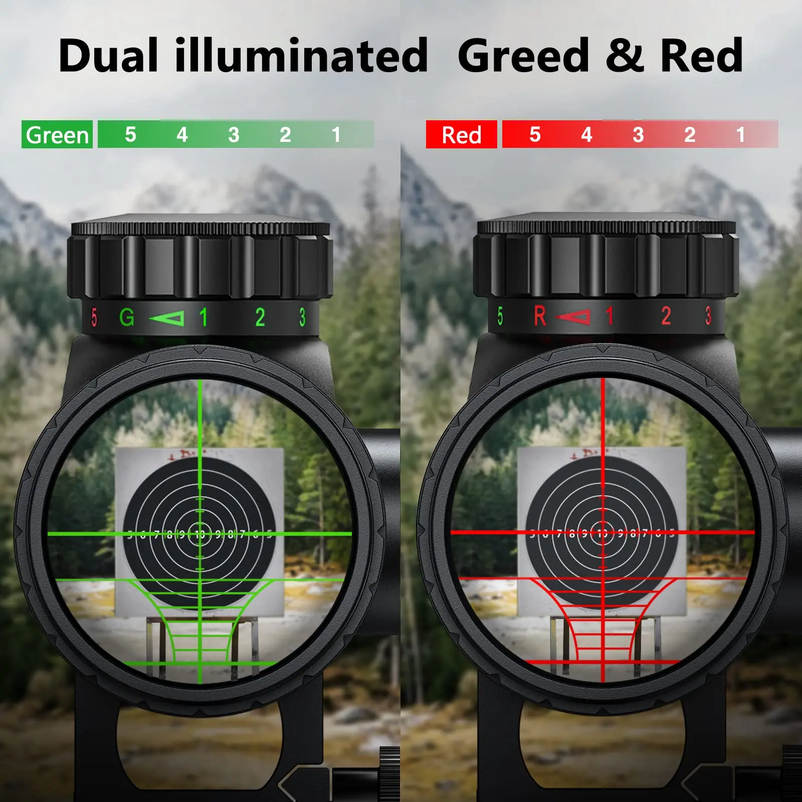 MidTen 6-24x50 AOE Adjustable Objective Lens AO Optics Hunting Rifle Scope Split Tube Blue Film R4 Reticle Crosshair with Mount