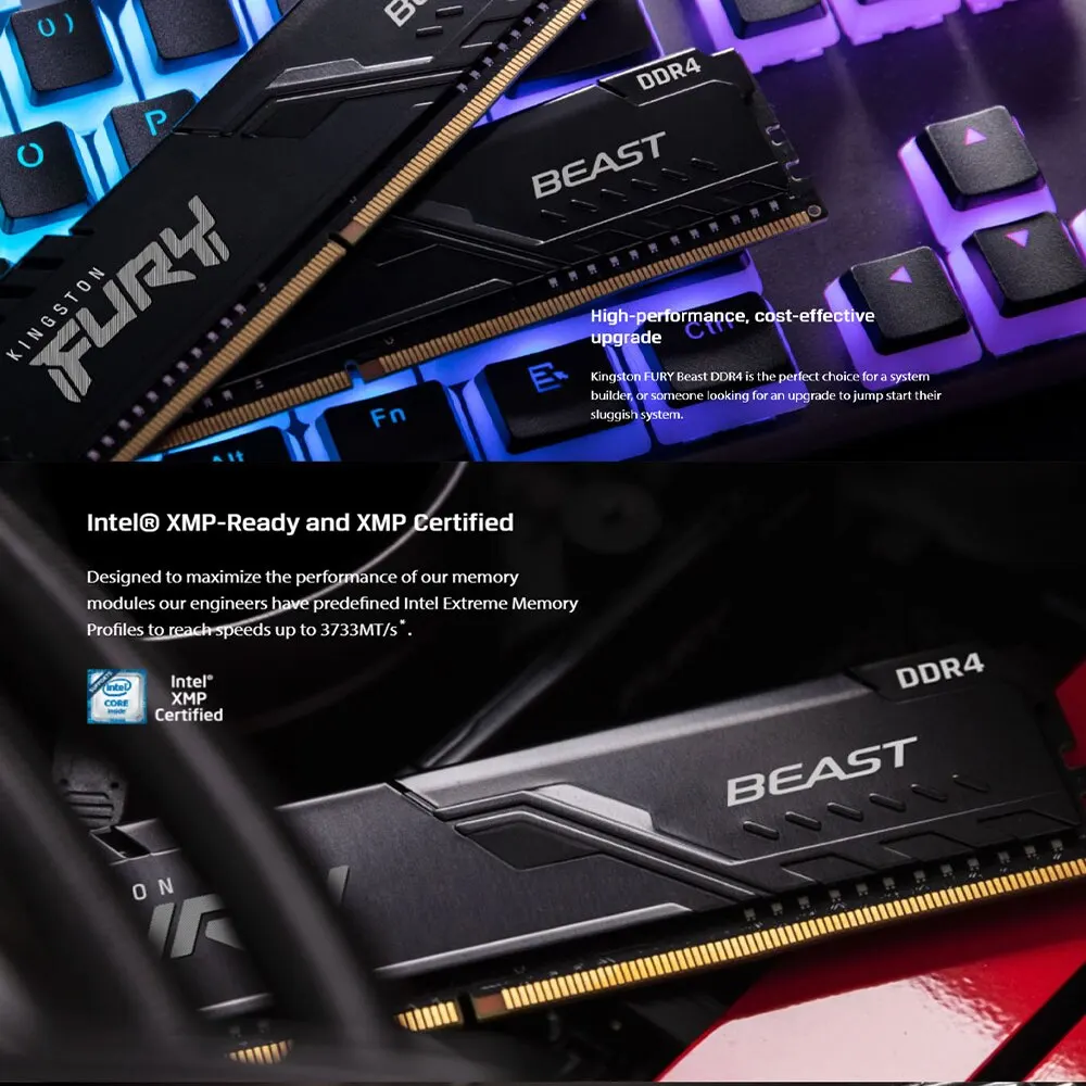 Desktop Ram Memory Kingston Desktop Memory RAM DDR4 FURY BEAST 16GB 8GB 3200MHz 3600MHz Dimm Memoria Rams PC4 Gaming Memory Support Motherboard