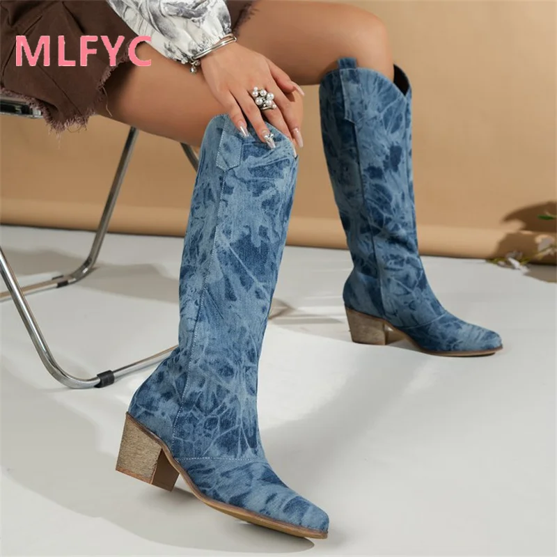2023 Autumn/Winter Round Toe High Heel High Barrel Long Boots New Women's Shoes chealsea boots women ladies shoes