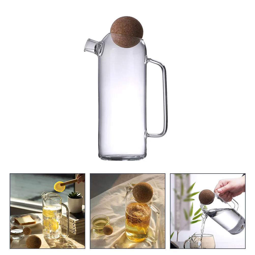 

Iced Tea Pitcher Glass Tea Kettle Cork Glass Tea Pot Hot Cold Water Jug Glass Tea Kettle Hot Cold Water Carafe for Home