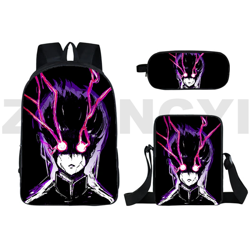 

Quality Nylon Anime Mob Psycho 100 Backpack 3 Pcs/Set Big School Back Pack for Boys Travel Bookbag Japanese Harajuku Crossbody
