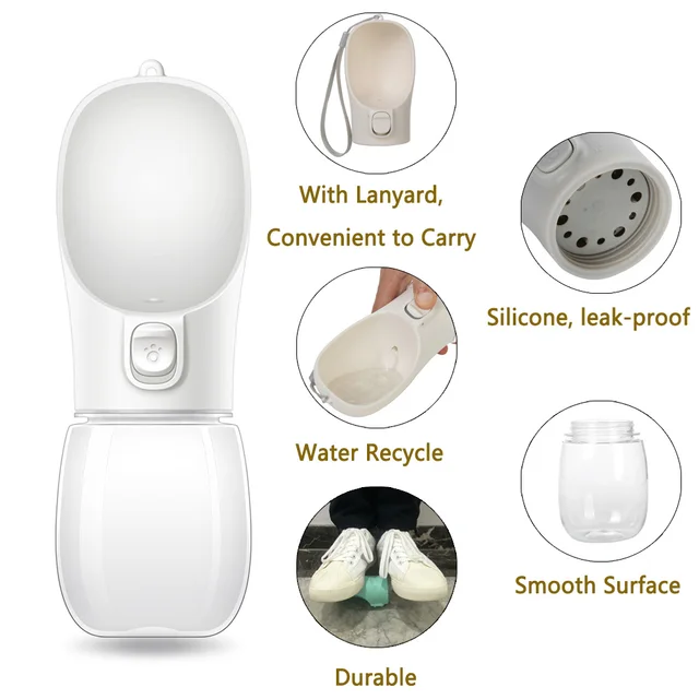 Pet Dog Water Bottle for Small Medium Dogs Cats Outdoor Hiking Leakproof Durable Puppy Drinking Bowl Chihuahua Bulldog Supplies 2