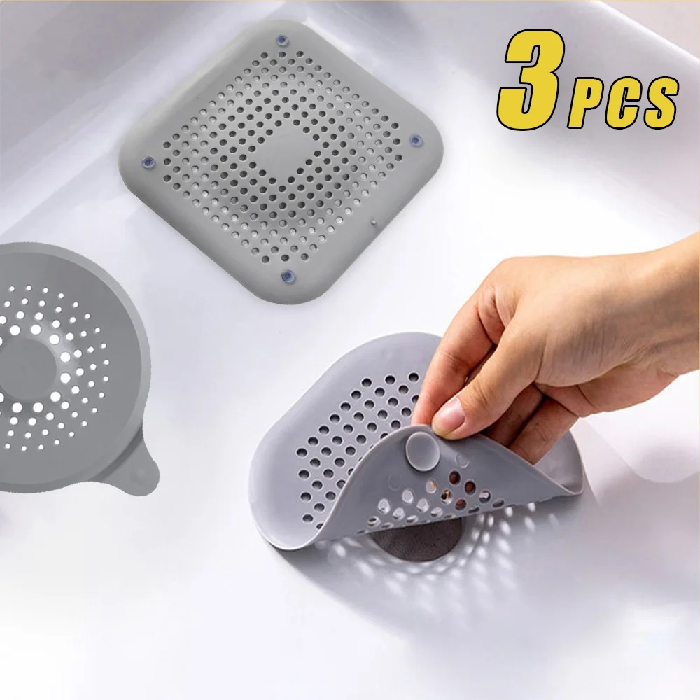 

3PCS Sink Filter Hair Filter Bathroom Anti-Clog Hair Filter Shower Floor Drain Plug Silicone Deodorant Plug Bathroom Accessories