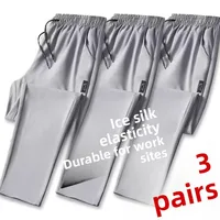 Summer Thin Casual Ice Silk Sports Straight Leg Loose Fit Men's Pants Qui Dry Breathable able Long Trousers