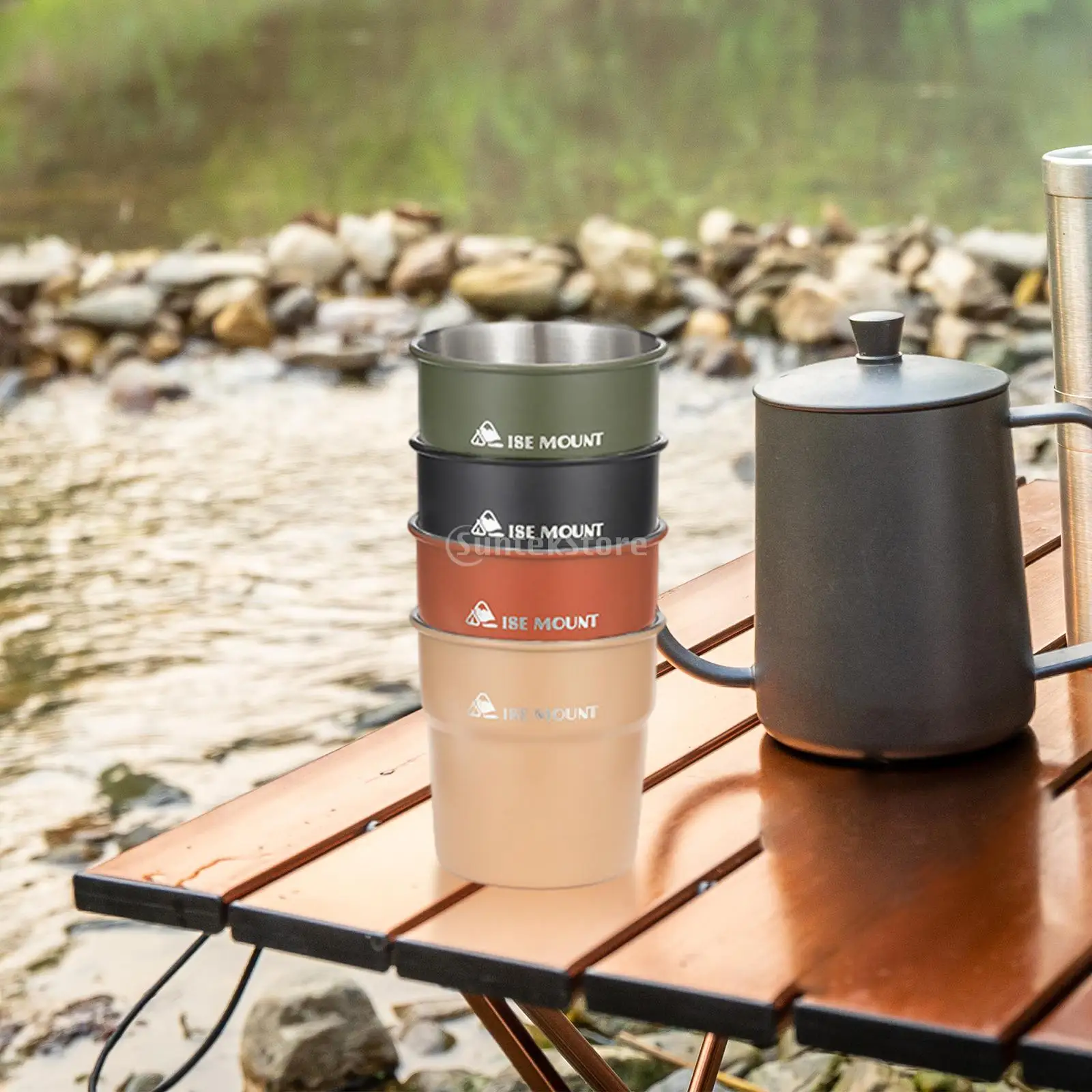 4Pcs Stainless Steel Cups Camping Cups Set 300ml Capacity Drink Cups Coffee Tea Water Cup for Outdoor Travel Camping Hiking Home 5