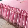 Elegant Floral Bed Skirts Ruffle 3pcs Cover Single Queen King Size Summer Cooling Bedding Bedroom Printing Mattress Protector 2