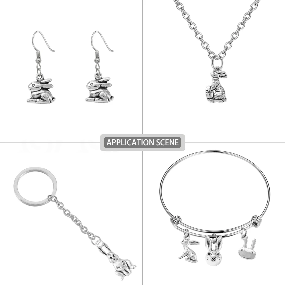 PandaHall 100Pcs 10 Style Cute Bunny Charms Mini Easter Animal Rabbit Charm Bulk for Bracelet Necklace Jewelry Making DIY Craft