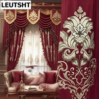 European Style Curtains for Living Decor Dining Room High-end Chenille Embroidered Christmas Curtain Product Customization Sale 1