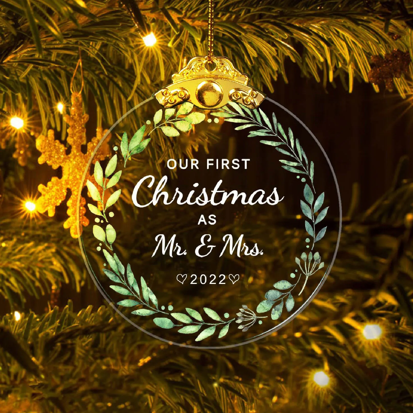 Beaded Garland Lighted Our First Christmas Married Decorated Christmas Tree Pendant In First Ornament Couple